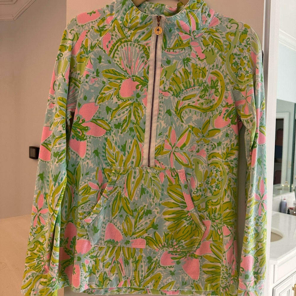 Lilly Pulitzer Colorful Floral Quarter-Zip Pullover
